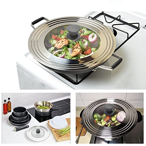 Universal Lid for Pots Pans and Skillets (Round Handle / Gray)