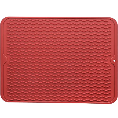 Silicone Dish Drying Mat (Red / 16"L x 12"W)