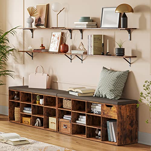 Long Wall Shelves (Rustic Brown / 39.4 Inch)