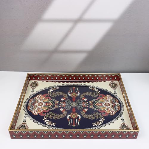 Plastic Serving Tray for Ottoman (30 Navy Blue / 11.8" x 15.7" x 1.6")
