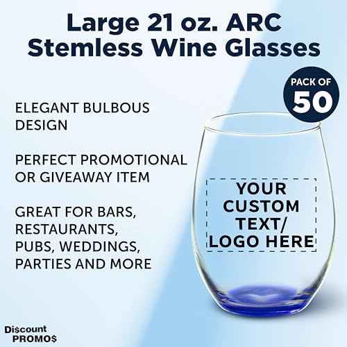 50 ARC Stemless Wine Glasses Set (50 Count)