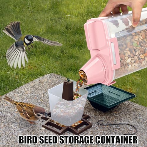 2 Pack 3 Lbs Pet Dog Cat Food Bird Seed Storage Containers for Travel (Pink-3L 2Pack)