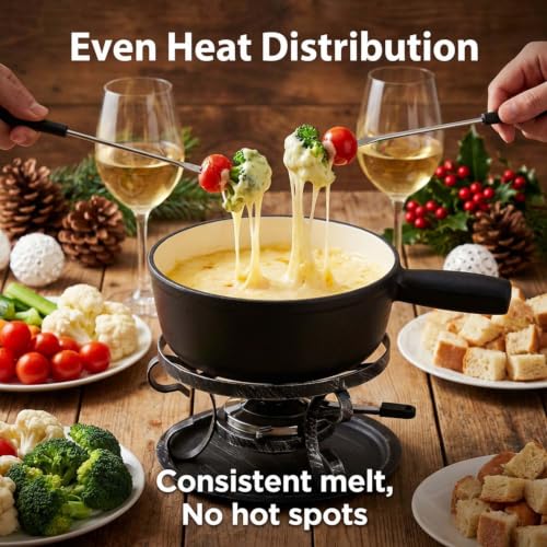 10 Piece Cast Iron Cheese Fondue Pot Set