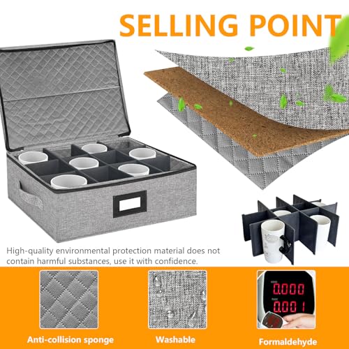 Coffee Mug Storage Box with Dividers (Crystal Glassware Storage)