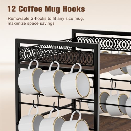 Coffee Bar Station Organizer (Brown (4 Tier))