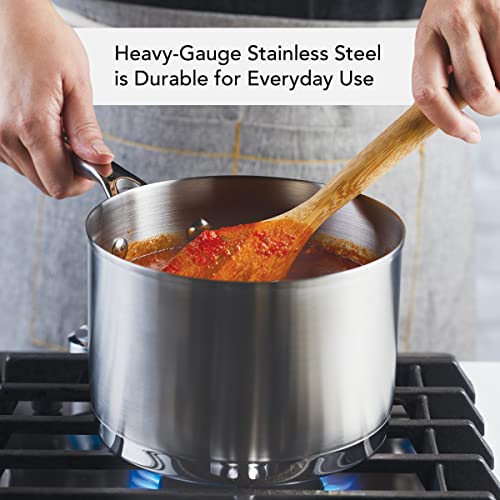 3 Ply Base Brushed Stainless Steel Sauce Pan (Brushed Stainless Steel / 3 Quarts)