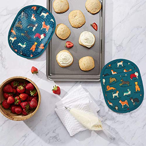 Pot Holders with Transparent Clear Silicone Shell and Nice Dog Flower (Potholders / Blue)