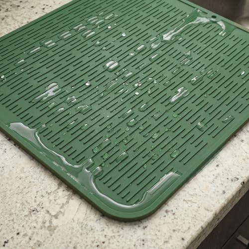 Silicone Dish Drying Mat for Multiple Usage (Green / 18"L x 16"W)