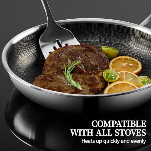 8" Stainless Steel Frying Pan with Lid (8 Inch)