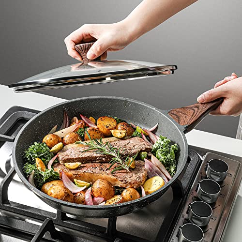 11inch Nonstick Frying Pan Chef's Pan with Glass Lid