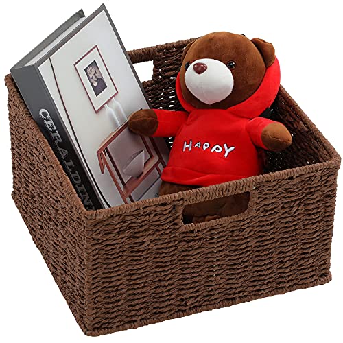 Storage Baskets for Organizing (13 x 13 x 7.5 inches / Dark Brown)