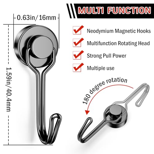 20 Pack Black Magnet Hooks (20 Count)