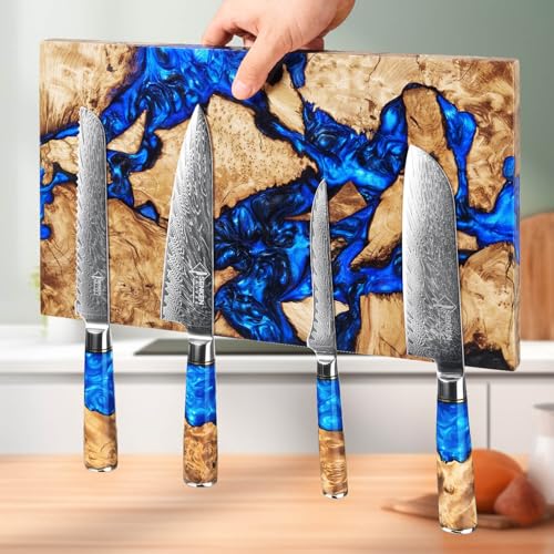 SENKEN "Dark Tsunami" Extra Large Magnetic Knife Block ("Dark Tsunami" Blue Resin Blend)