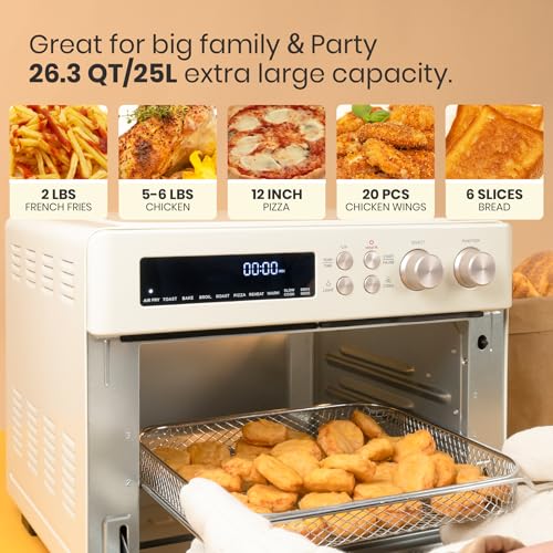 Retro 26.3 QT Infrared Heating Air Fryer Toaster Oven (Almond Yellow Color)