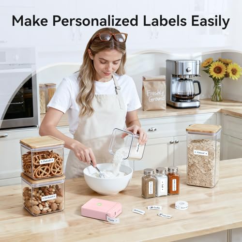 D110 Mini Label Maker Machine with Tape for Home School (Pink / Printer + 1 Tape)