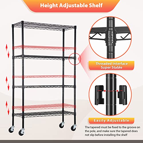 4 Tier Wire Shelf with Wheels (4 Count)
