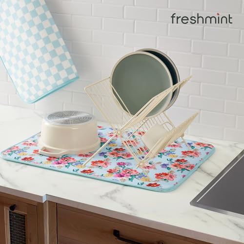 Dish Drying Mats 2 Pack (16''X18'' / Checkerboard Florals)