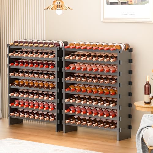 Bamboo Stackable Wine Rack (Black / 8-Tier)