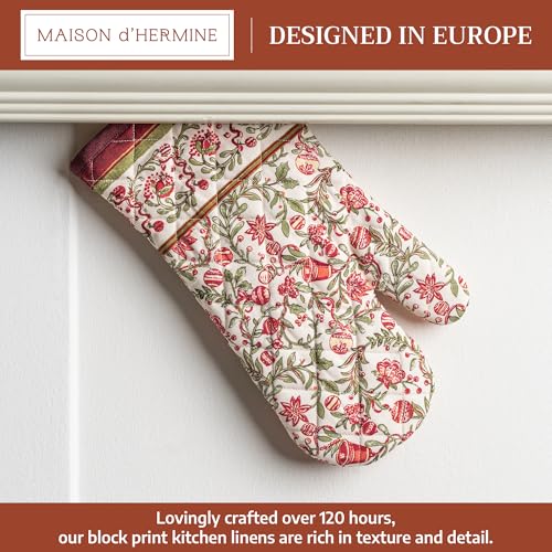Maison d'Hermine Oven Gloves 100% Cotton Oven Mitt (051 - Reveillon Au Jardin / 7.5" x 13" (Oven Mitt))