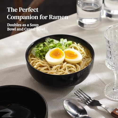 22 OZ Ceramic Soup Bowls & Cereal Bowls (22 OZ / Black)
