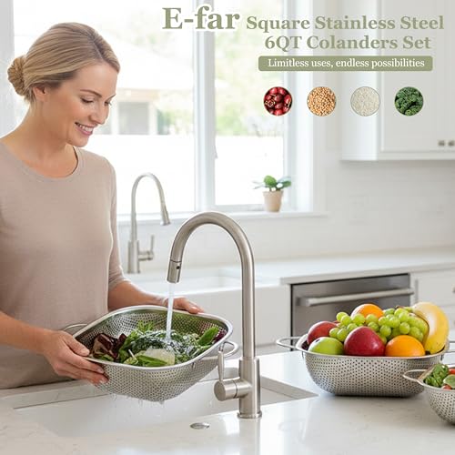 6QT Square Stainless Steel Colander (6QT)