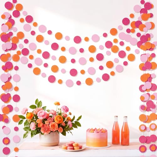 5 Pieces Dot Garland Banner Hanging (Pink and Orange)
