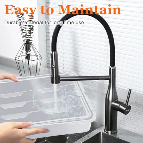Adjustable Silverware Drawer Organizer (Grey / M(9.5-15.2"W x 12.6-19"D))