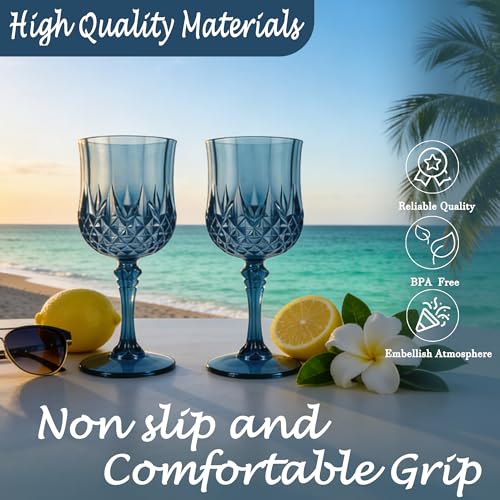 48Pack Plastic Wine Glasses (Navy Blue)