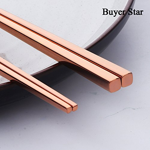 5 Pair Stainless Steel Chopsticks (Rose Gold)
