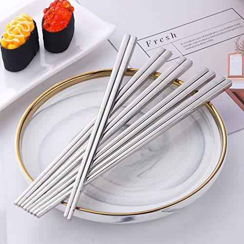 5 pair Stainless Steel Chopsticks (nice silver)