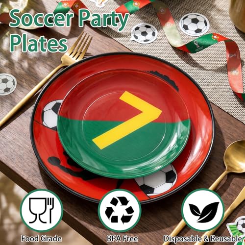 20 Pcs Red Plastic Soccer Plates (20 Pieces / Red)