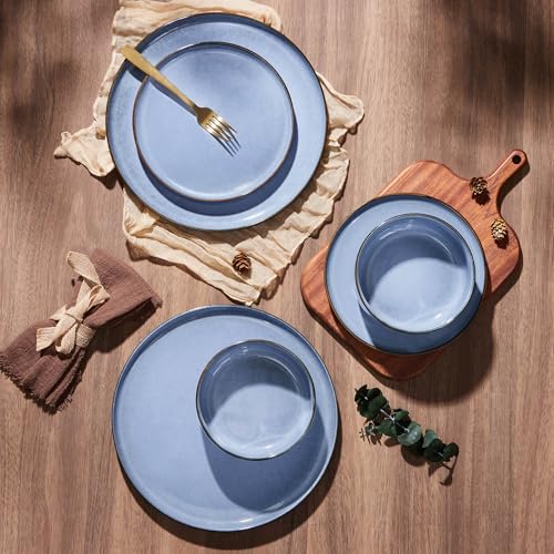 24 Piece Reactive Glaze Dinnerware Sets (Ocean Blue / Service for 8)