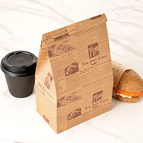 Bag Tek 6 Lb Disposable Lunch Bags 100 Sturdy Take Out Bags (6 lb / Kraft Newsprint)