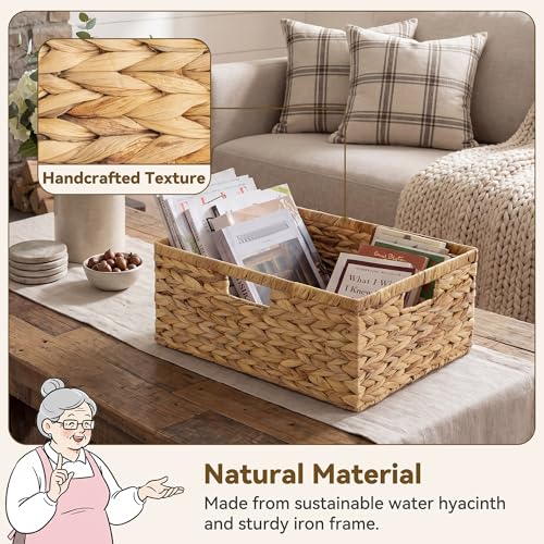Large Wicker Basket (Natural (Water Hyacinth) / 16½"L x 13"W x 7½"H)