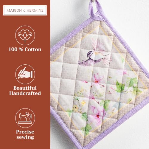 Pot Holders 100% Cotton Potholders (092 - Magnolia Mornings / 8" x 8" (Pot Holder Pack of 2))