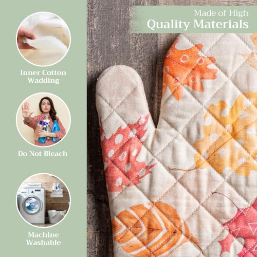 Maison d'Hermine Oven Gloves 100% Cotton Oven Mitt (103 - Colours of Autumn / 7.5" x 13" (Oven Mitt))