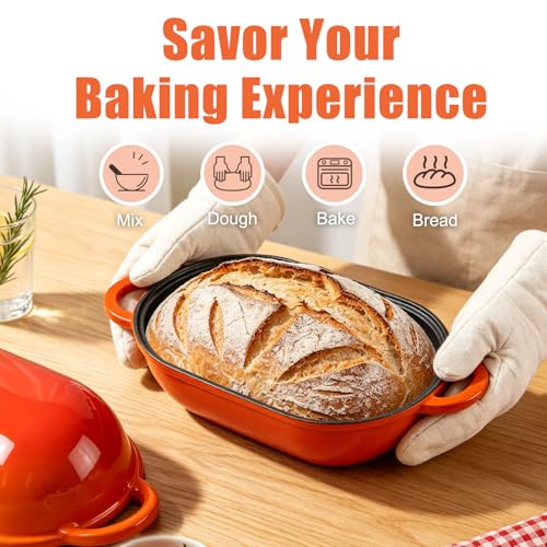 5 QT Enameled Cast Iron Sourdough Bread Oven (Orange / 5 QT)