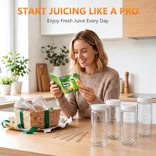 Glass Juice Bottles (Transparent / 16 oz, 2.4 in x 6.4 in)
