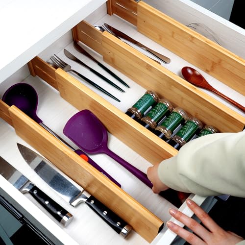 Bamboo Drawer Dividers Large (Natural / 4"H, Large)