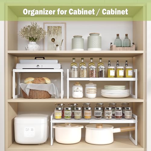Expandable Cabinet Shelf Organizer Stackable Kitchen Counter Shelf