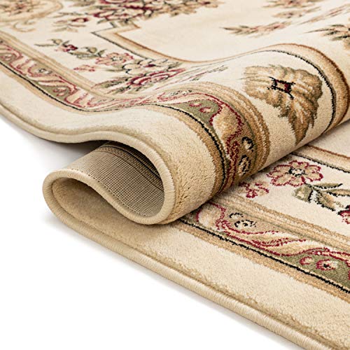 Pastoral Medallion Ivory French European Formal Traditional (5'3" x 7'3" (Rectangular) / Ivory)