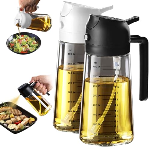 16oz 470ml Glass Olive Oil Sprayer for Cooking (Black&White)