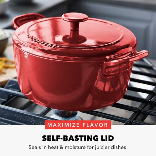 x Bobby Flay 5.5QT Enameled Cast Iron Dutch Oven With Lid (5.5QT Dutch Oven / Red)