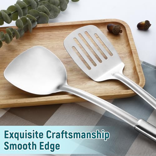 2 Pcs Solid & Slotted Spatula Set (2P-Argent)
