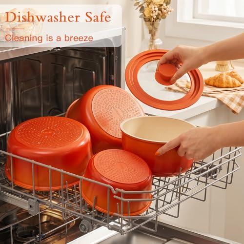 Pots and Pans Set Non Stick (Orange Gradient / 21PCS-Big Size)