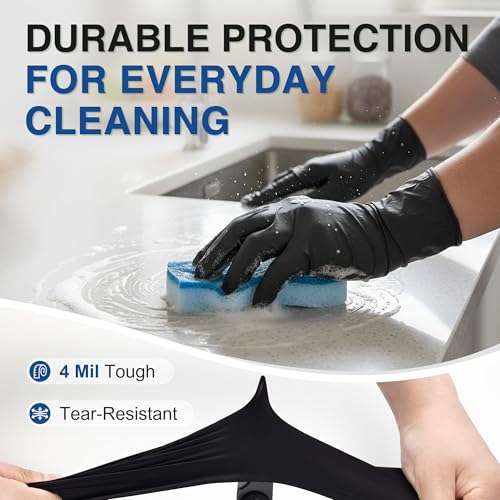 Black Nitrile Gloves (Black / Large)