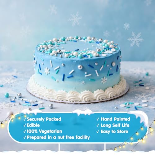 Edible Blue Silver White Pearl Sprinkles (Winter Mix)