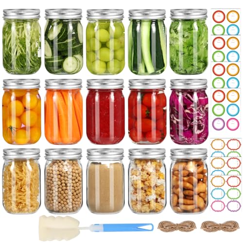 16oz Regular Mouth Mason Jars (Silver Split Lids-16oz)