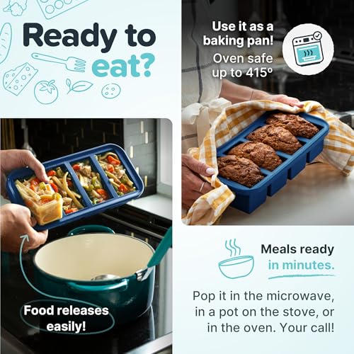 2 Tbsp Silicone Freezer Mold with Lid (1-Pack / Blueberry)