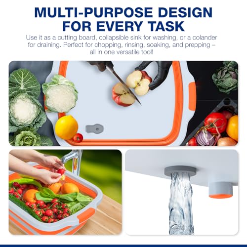 2 Pack XL Collapsible BBQ Prep Tub with Built (Orange)